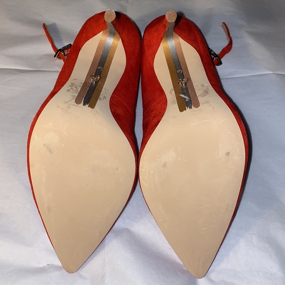 NEW Sam Edelman Suede Red Pointed Toe High Heels - Picture 6 of 7